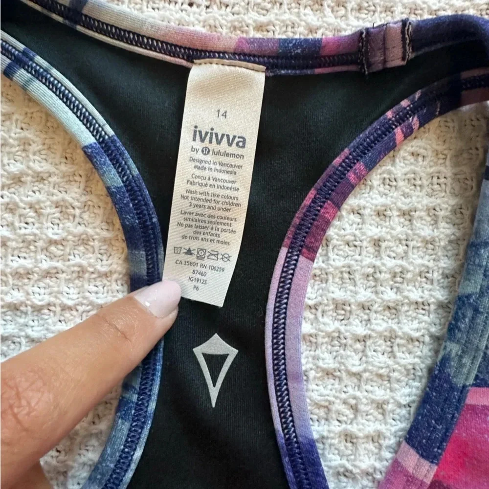 NWOT Set of 2 Lululemon Ivivva KeepUrCool Racer Tank tops, size 14, reversible - Picture 3 of 11